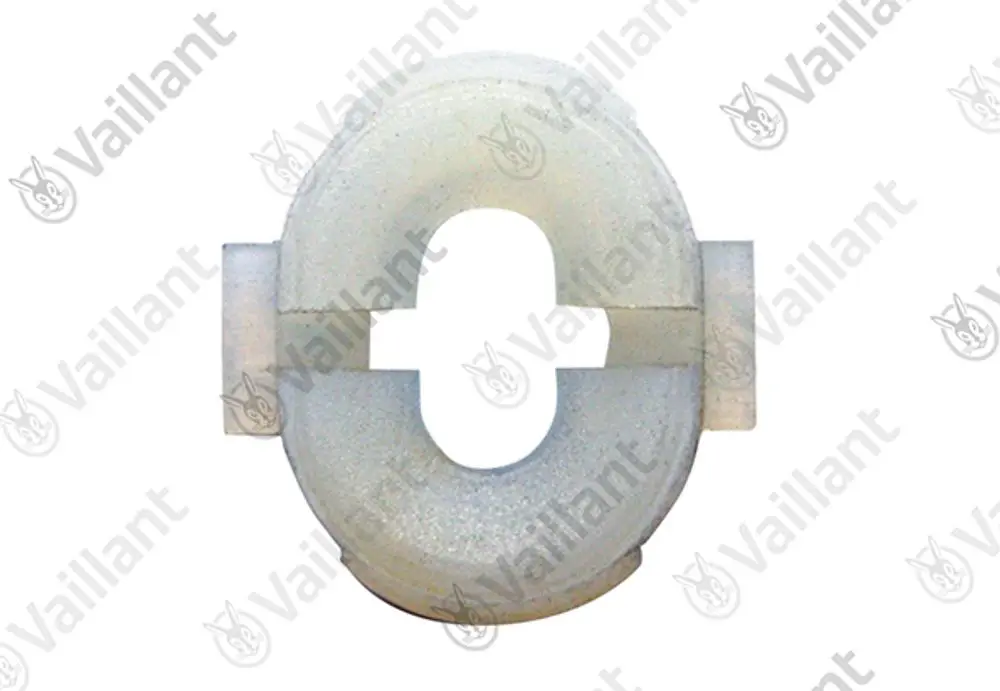 Vaillant Rastbuchse in ovaler Form, durchscheinendes Material, mit seitlichen Halterungen. Geräteteil für Heizkessel, dient der Befestigung.
